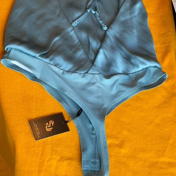 Sincerely Jules Blue Crossover Bodysuit in Sizes S, M, & L, NWT - Picture 10 of 16